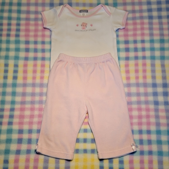BON BÉBÉ 🌸 Precious Vintage Soft Pink Velvet Elastic Waist Ribbon Pants 3-6M - Picture 1 of 6